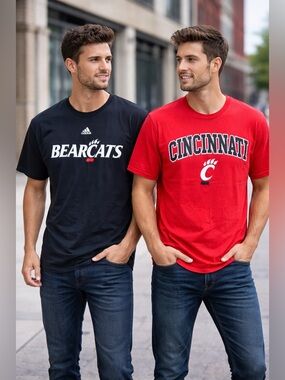 Lot of 2 Men’s 2XL Cincinnati Bearcats T-Shirts Adidas & Section 101 Red Black